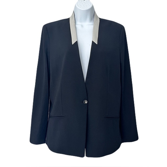 NWT Helmut Lang Black Palm Suiting Wool-Blend Blazer Size 6